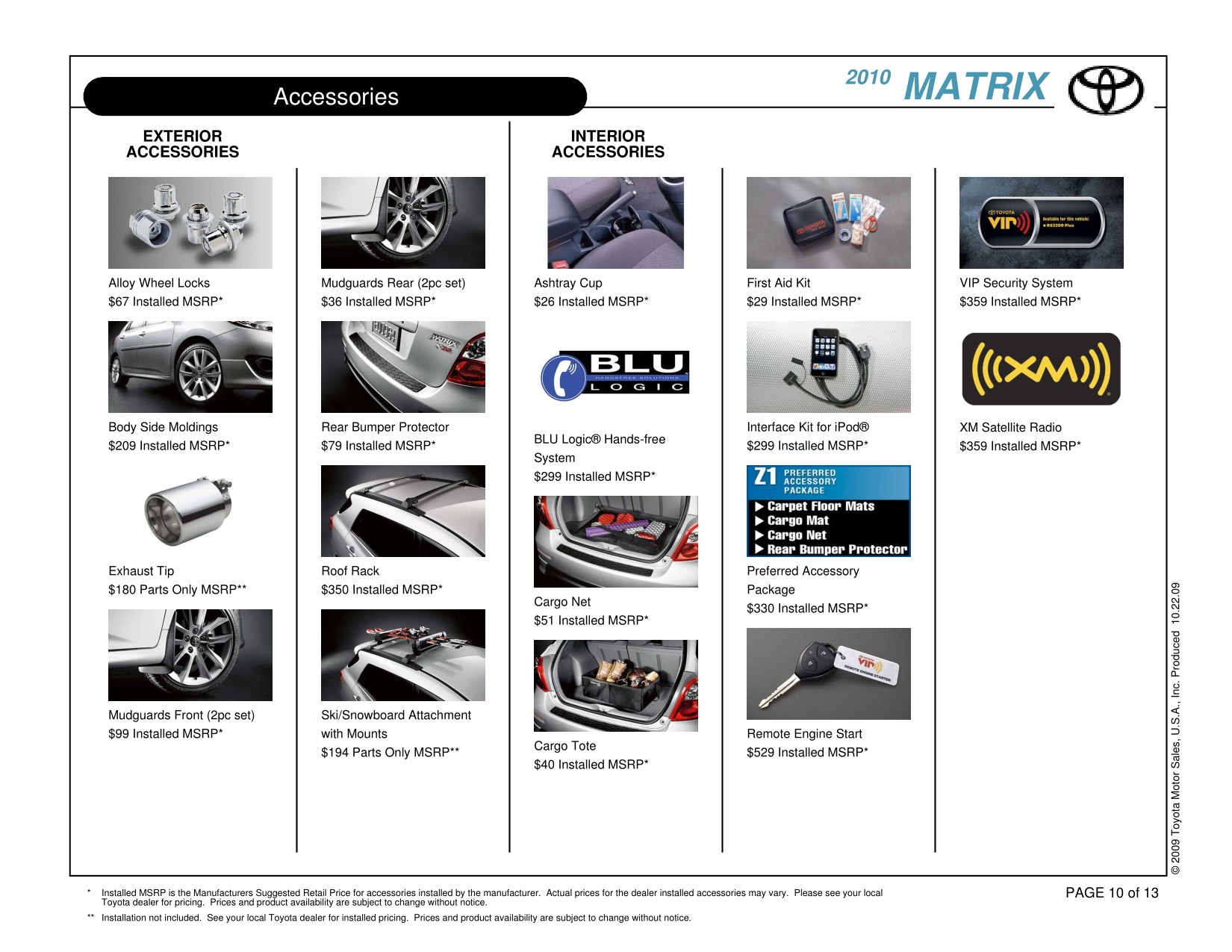 2010 Toyota Matrix Brochure Page 2